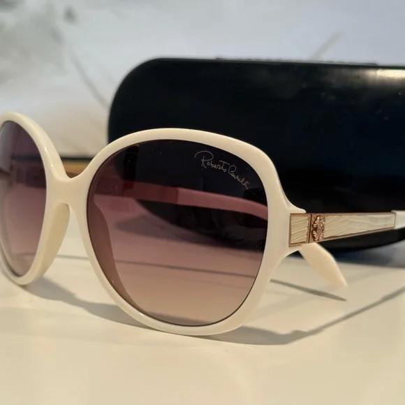 Roberto Cavalli Cream Butterfly Sunglasses Roberto Cavalli SRC056M Sunglasses | FREE Shipping main image 4